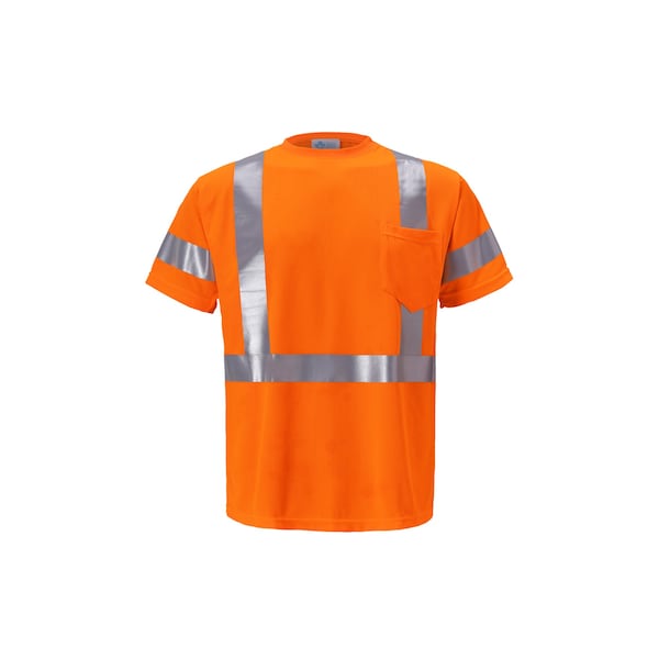 2W International Hi-Vis Short Sleeve T-Shirt with Reflective Stripes, Birdseye, Orange, M TB113C-3 M - main